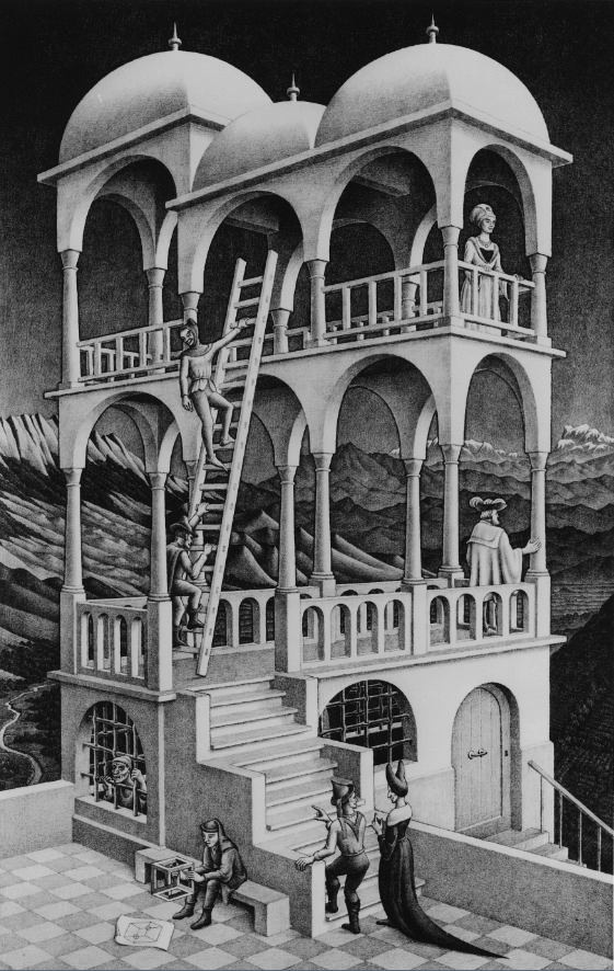 Darstellung des Werkes Belvedere von MC Escher