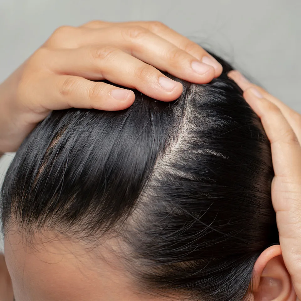 woman-parting-hair-show-scalp
