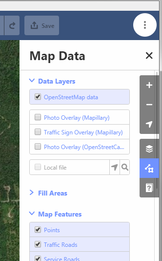 A screenshot of the Mapeo-Desktop iD editor data layer panel.