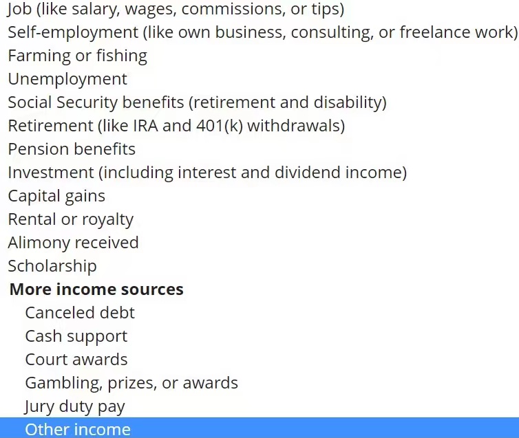 What’s included as income